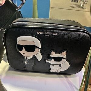 Karl Lagerfeld Black Toiletry Bag with Iconic Characters